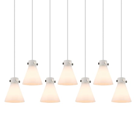 A large image of the Innovations Lighting 127-410-1PS-10-52 Newton Cone Pendant Polished Nickel / White