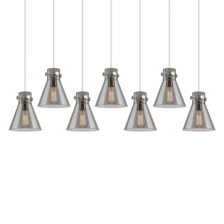 A large image of the Innovations Lighting 127-410-1PS-10-52 Newton Cone Pendant Brushed Satin Nickel / Light Smoke