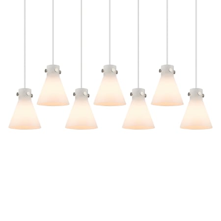 A large image of the Innovations Lighting 127-410-1PS-10-52 Newton Cone Pendant Brushed Satin Nickel / White