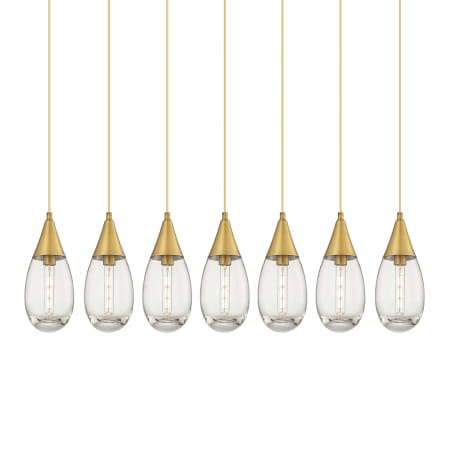 A large image of the Innovations Lighting 127-450-1P-15-50 Malone Pendant Brushed Brass / Clear