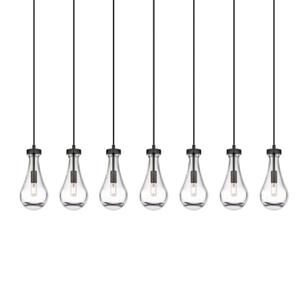 A large image of the Innovations Lighting 127-451-1P-12-49 Owego Pendant Matte Black / Clear