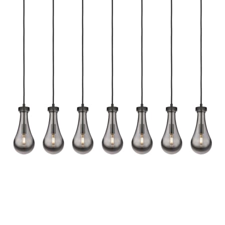 A large image of the Innovations Lighting 127-451-1P-12-49 Owego Pendant Matte Black / Light Smoke