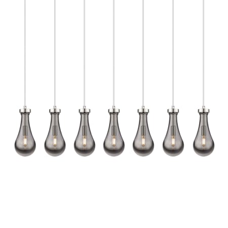 A large image of the Innovations Lighting 127-451-1P-12-49 Owego Pendant Polished Nickel / Light Smoke