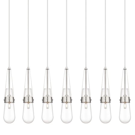 A large image of the Innovations Lighting 127-452-1P-21-49 Milan Pendant Brushed Satin Nickel / Clear