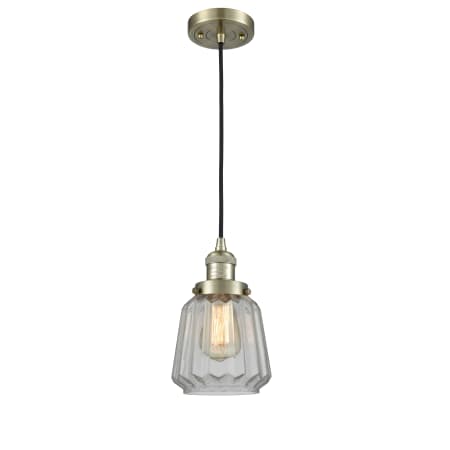 A large image of the Innovations Lighting 201C Chatham Antique Brass / Clear