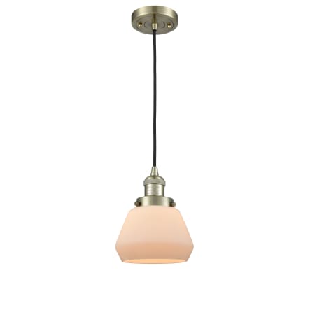 A large image of the Innovations Lighting 201C Fulton Antique Brass / Matte White Cased