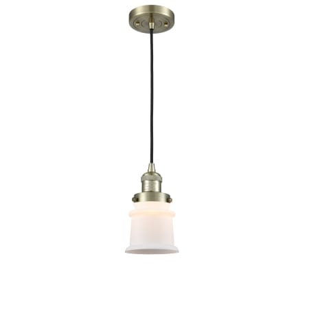 A large image of the Innovations Lighting 201C Small Canton Antique Brass / Matte White