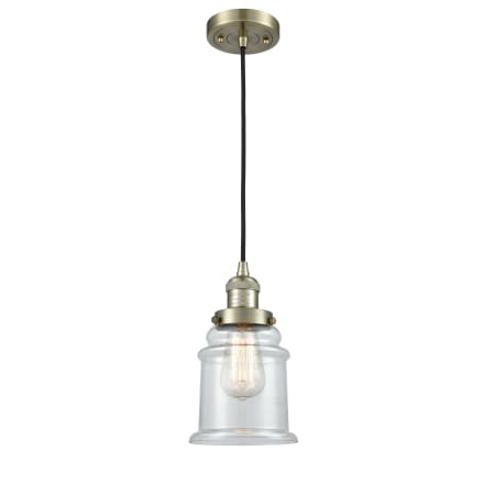 A large image of the Innovations Lighting 201C Canton Antique Brass / Clear