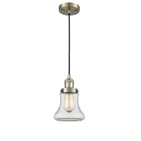 A large image of the Innovations Lighting 201C Bellmont Antique Brass / Clear