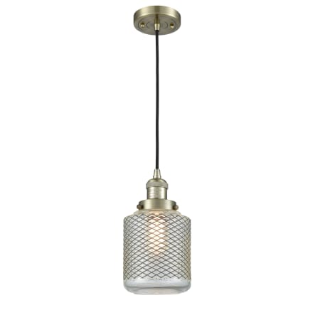 A large image of the Innovations Lighting 201C Stanton Antique Brass / Clear Wire Mesh