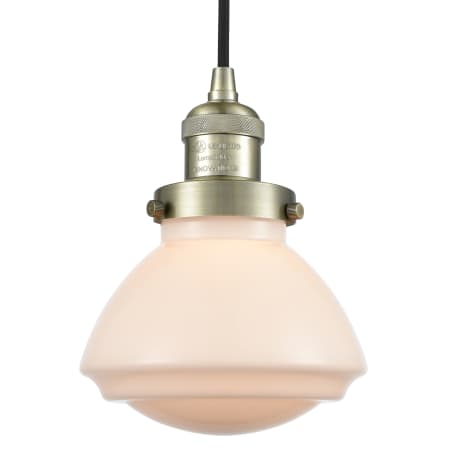 A large image of the Innovations Lighting 201C Olean Antique Brass / Matte White