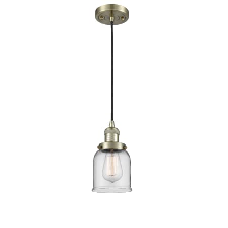 A large image of the Innovations Lighting 201C Small Bell Antique Brass / Clear