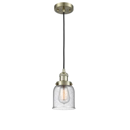 A large image of the Innovations Lighting 201C Small Bell Antique Brass / Seedy