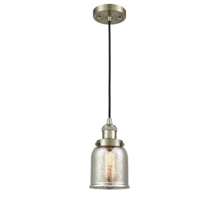 A large image of the Innovations Lighting 201C Small Bell Antique Brass / Silver Mercury