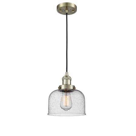 A large image of the Innovations Lighting 201C Large Bell Antique Brass / Seedy