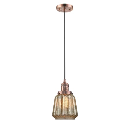 A large image of the Innovations Lighting 201C Chatham Antique Copper / Mercury Fluted