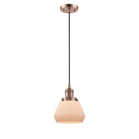 A large image of the Innovations Lighting 201C Fulton Antique Copper / Matte White Cased