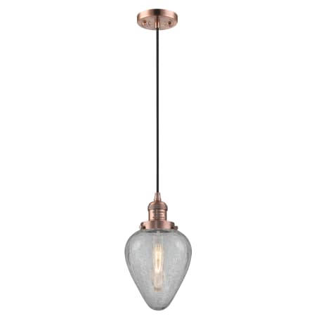A large image of the Innovations Lighting 201C Geneseo Antique Copper / Clear Crackle