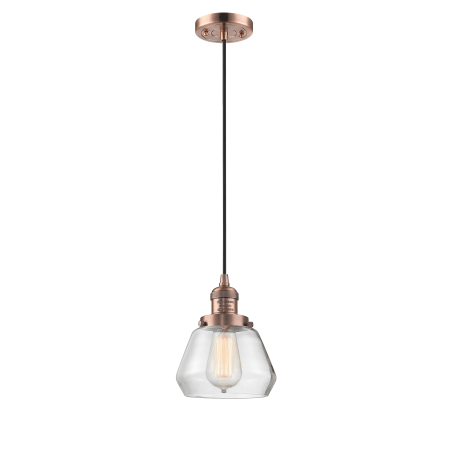 A large image of the Innovations Lighting 201C Fulton Antique Copper / Clear