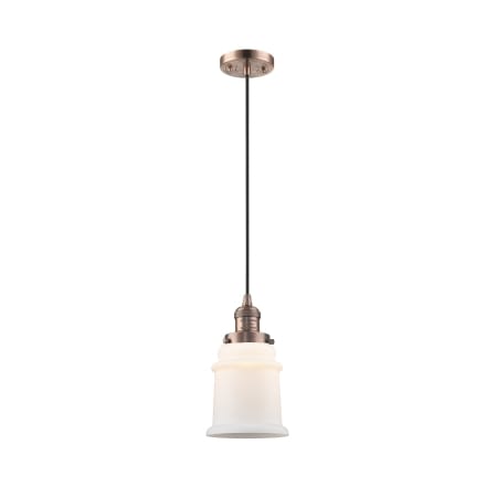 A large image of the Innovations Lighting 201C Canton Antique Copper / Matte White