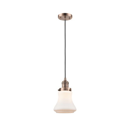A large image of the Innovations Lighting 201C Bellmont Antique Copper / Matte White