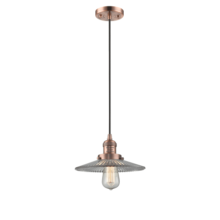 A large image of the Innovations Lighting 201C Halophane Antique Copper / Halophane