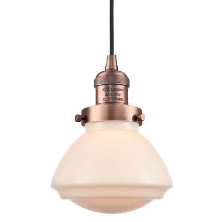 A large image of the Innovations Lighting 201C Olean Antique Copper / Matte White