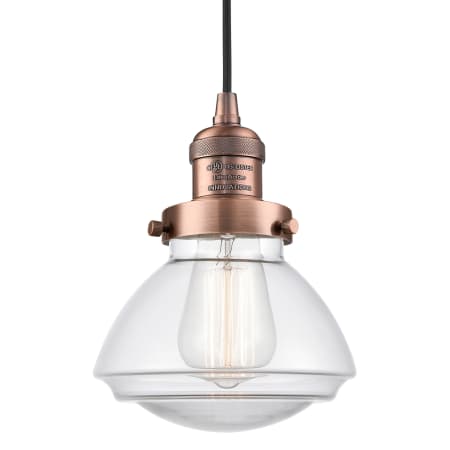 A large image of the Innovations Lighting 201C Olean Antique Copper / Clear