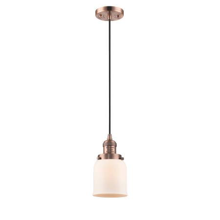 A large image of the Innovations Lighting 201C Small Bell Antique Copper / Matte White Cased