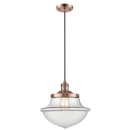 A large image of the Innovations Lighting 201C Oxford School House Antique Copper / Clear