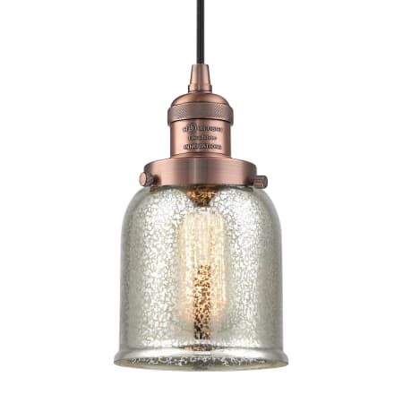 A large image of the Innovations Lighting 201C Small Bell Antique Copper / Silver Mercury