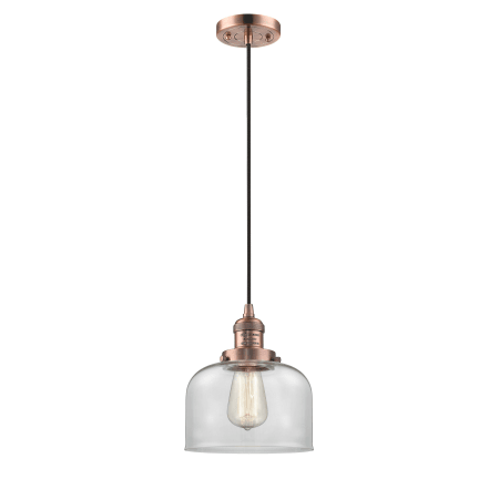 A large image of the Innovations Lighting 201C Large Bell Antique Copper / Clear
