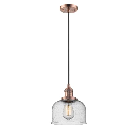 A large image of the Innovations Lighting 201C Large Bell Antique Copper / Seedy
