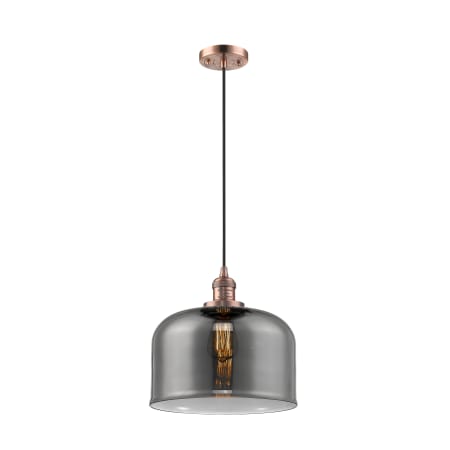 A large image of the Innovations Lighting 201C-L X-Large Bell Antique Copper / Plated Smoked