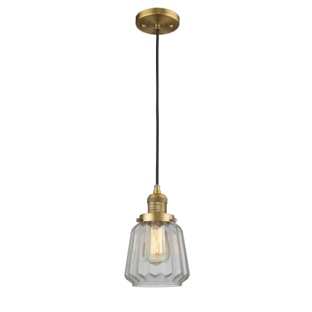 A large image of the Innovations Lighting 201C Chatham Brushed Brass / Clear Fluted