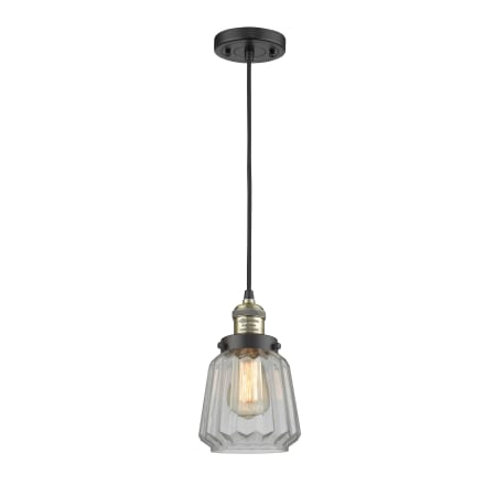 A large image of the Innovations Lighting 201C Chatham Black Antique Brass / Clear