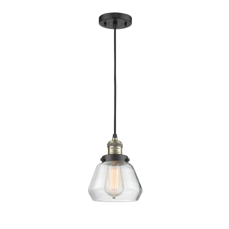 A large image of the Innovations Lighting 201C Fulton Black Antique Brass / Clear