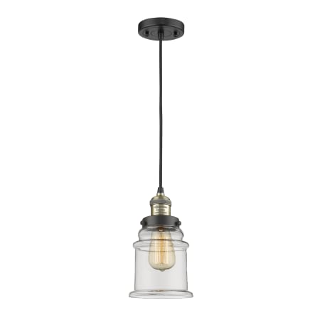 A large image of the Innovations Lighting 201C Canton Black Antique Brass / Clear