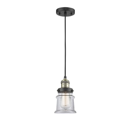 A large image of the Innovations Lighting 201C Small Canton Black Antique Brass / Clear