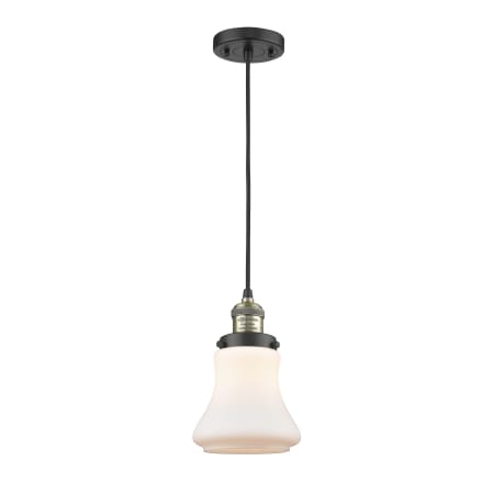 A large image of the Innovations Lighting 201C Bellmont Black Antique Brass / Matte White