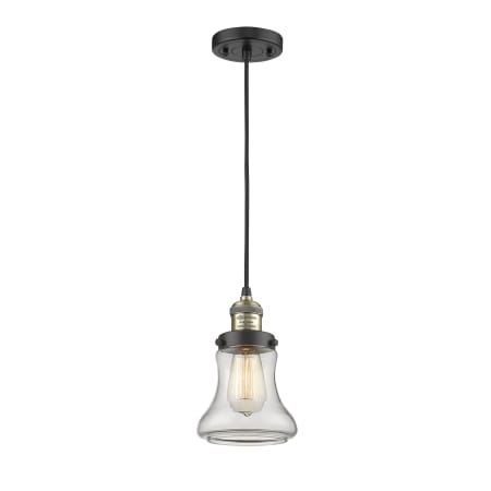 A large image of the Innovations Lighting 201C Bellmont Black Antique Brass / Clear