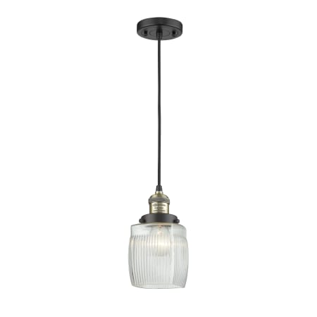 A large image of the Innovations Lighting 201C Colton Black Antique Brass / Clear Halophane