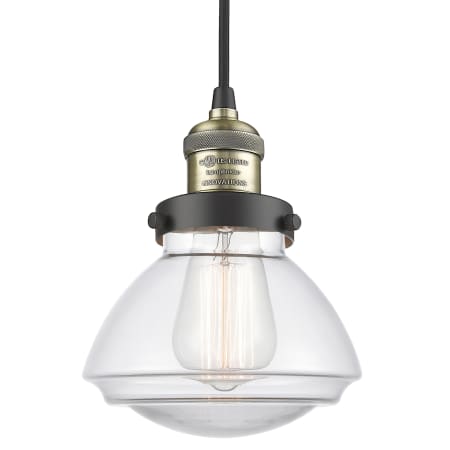 A large image of the Innovations Lighting 201C Olean Black Antique Brass / Clear