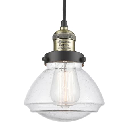A large image of the Innovations Lighting 201C Olean Black Antique Brass / Seedy