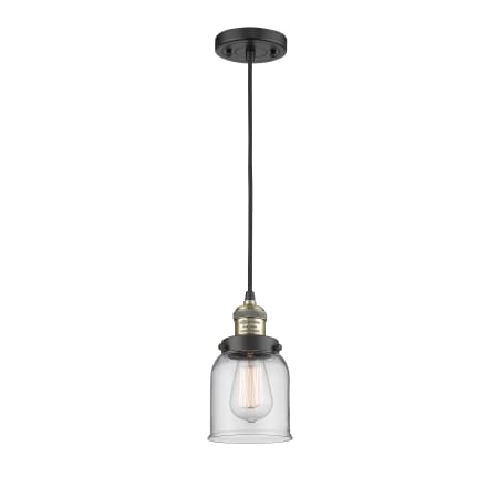 A large image of the Innovations Lighting 201C Small Bell Black Antique Brass / Clear