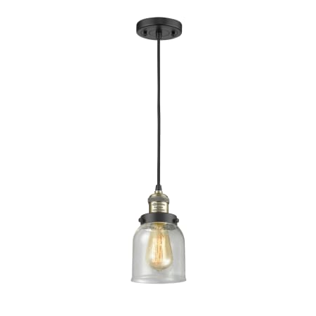 A large image of the Innovations Lighting 201C Small Bell Black Antique Brass / Seedy