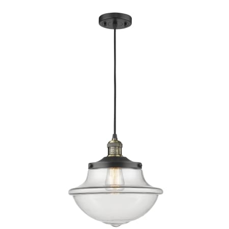 A large image of the Innovations Lighting 201C Large Oxford Black Antique Brass / Clear