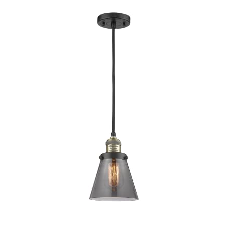 A large image of the Innovations Lighting 201C Small Cone Black Antique Brass / Smoked