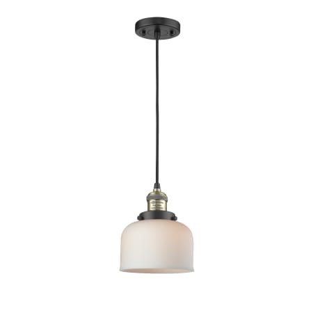 A large image of the Innovations Lighting 201C Large Bell Black Antique Brass / Matte White Cased