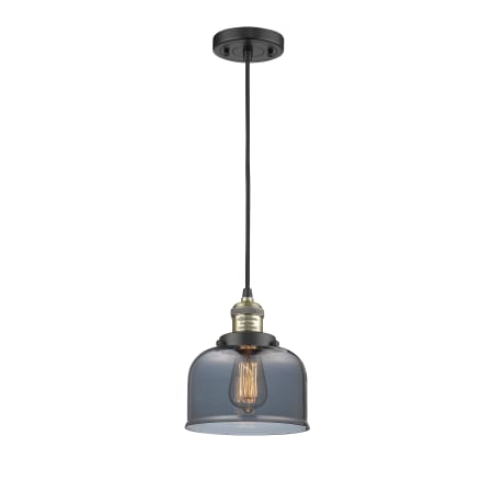 A large image of the Innovations Lighting 201C Large Bell Black Antique Brass / Plated Smoked